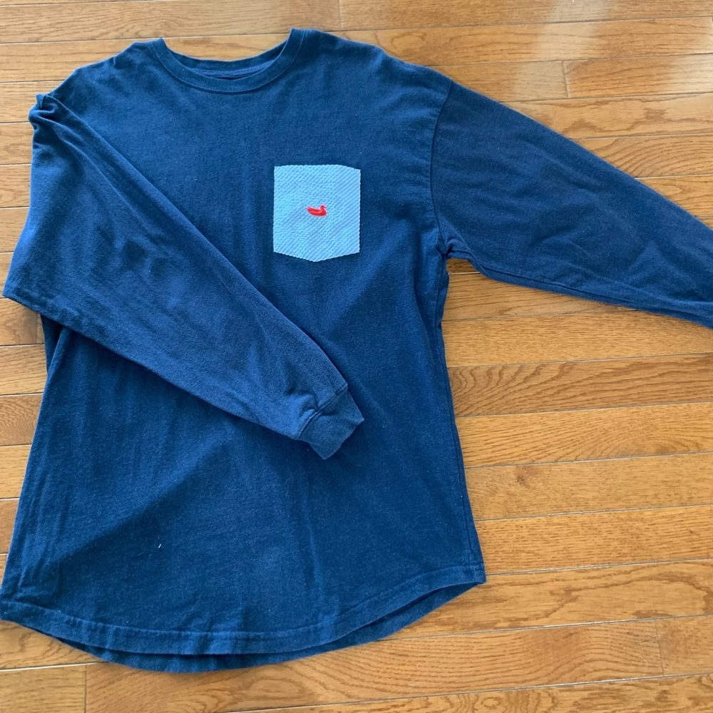 Southern marsh navy blue oversized pocket long sleeve tee